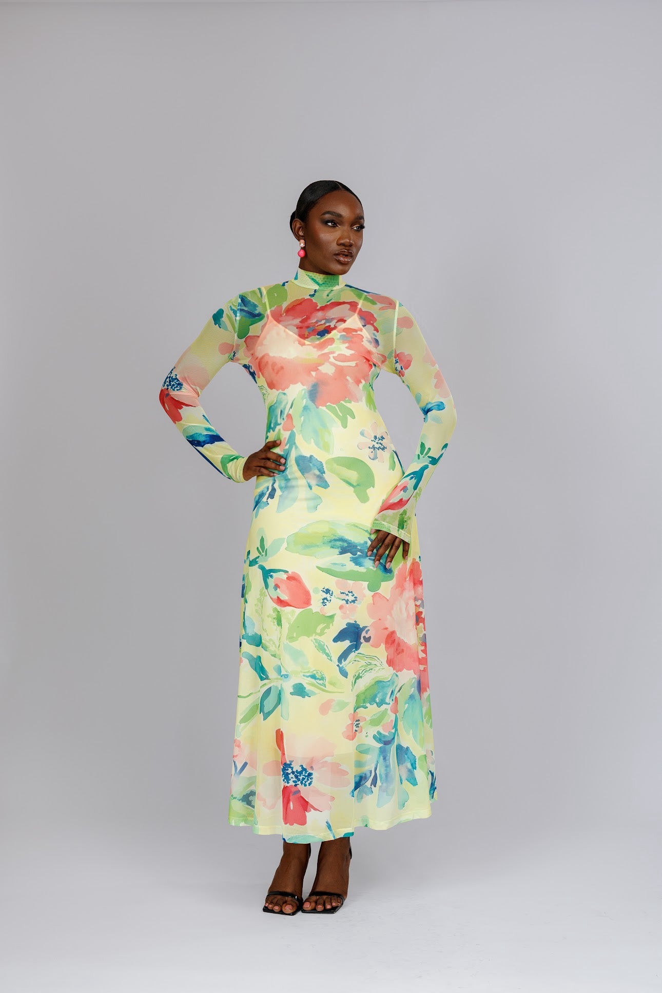 Grace Floral Mesh Dress in Yellow Grace Floral Mesh Dress in Yellow