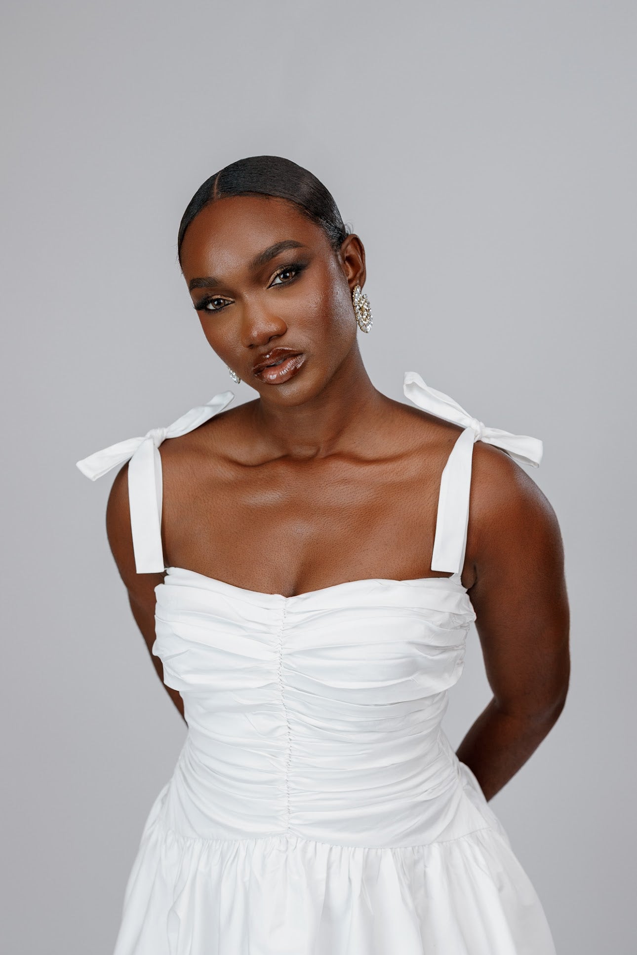 Forever Amelia Women's Ruched Midi Dress - White