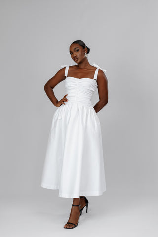 white midi.dress Heidi Bandage Midi Dress Womens Petal Women's White Midi Dresses |